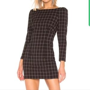 h:ours Shae Mini Dress in Black and White Plaid